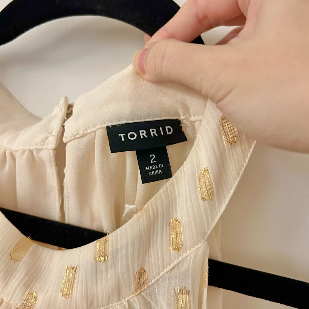 Torrid Chiffon Clip Dot Lurex Mock Neck Halter Sleeveless Top Size 2X NWT - Picture 9 of 9